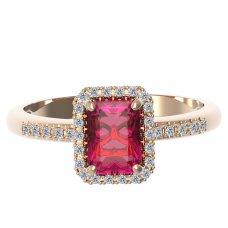 Кольцо с бриллиантом и рубином из красного золота (12586)