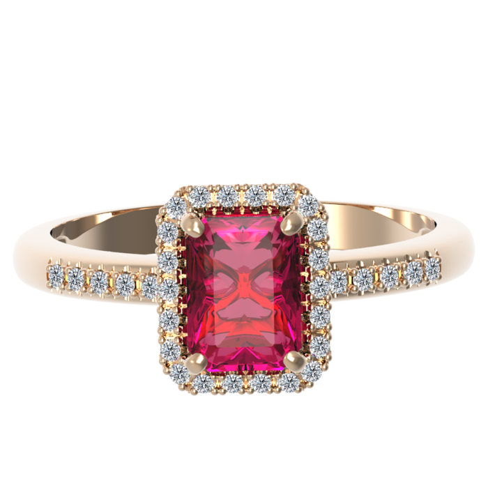 Кольцо с бриллиантом и рубином из красного золота (12586)