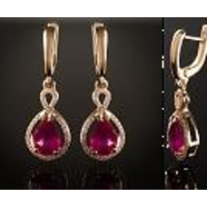 Золоті сережки з рубіном (22582)