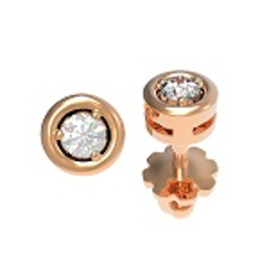 Серьги-пусеты бриллиантовые с одним камнем из красного золота (22672)