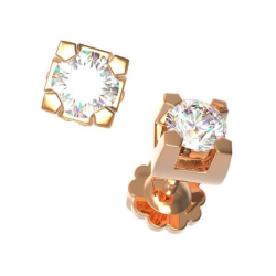 Серьги-пусеты бриллиантовые с одним камнем из красного золота (22895)