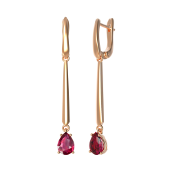 Сережки з рубіном з червоного золота (22991)