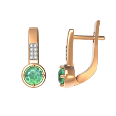 Сережки з діамантом та рубіном з червоного золота (23150)