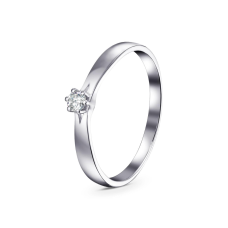 Кольцо бриллиантовое с одним камнем из белого золота (к1223)