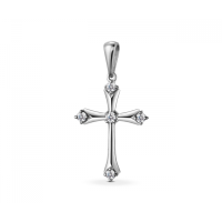 Хрест з діамантом з білого золота (п224)