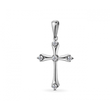 Крест бриллиантовый из белого золота (п224)