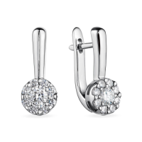 Сережки з діамантами з білого золота (с2304)