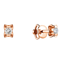 Серьги-пусеты бриллиантовые с одним камнем из красного золота (с2530)