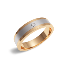 Обручальное кольцо бриллиантовое с одним камнем из красного золота (310-0033)