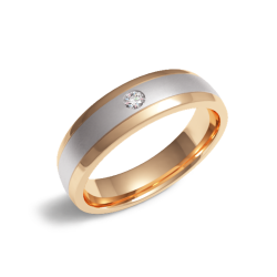 Обручальное кольцо бриллиантовое с одним камнем из красного золота (310-0040)