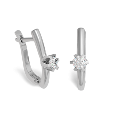 Сережки з діамантами з білого золота (214-0040)