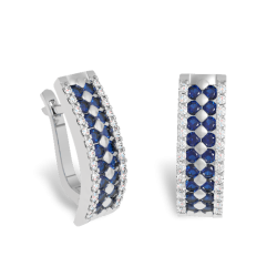 Серьги с бриллиантом и изумрудом из белого золота (234-0061)