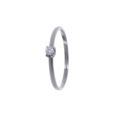Кольцо бриллиантовое с одним камнем из белого золота (100-008б)