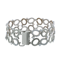 Браслет литой с камнем из белого золота (262-054)