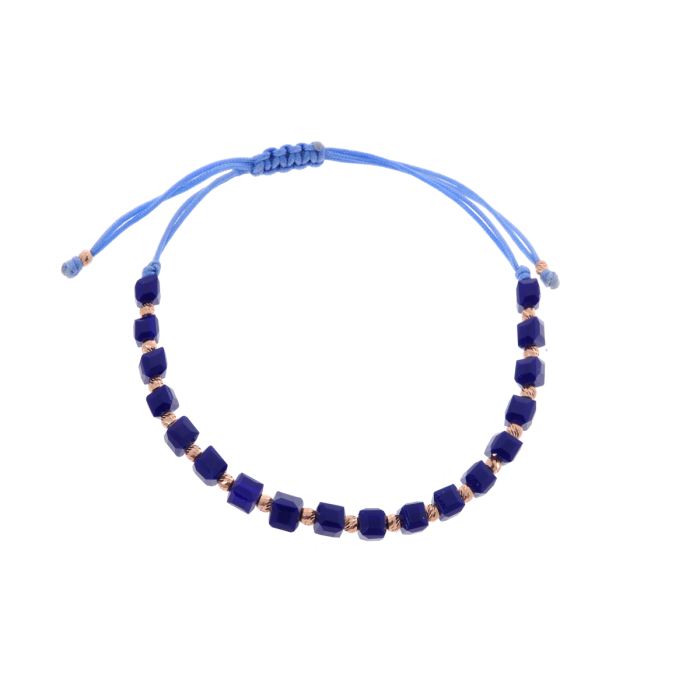 Браслет шамбала синий из красного золота (5/024/1син)