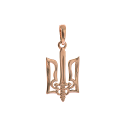 Кулон держсимвол без каменів Тризуб з червоного золота (105-0969)