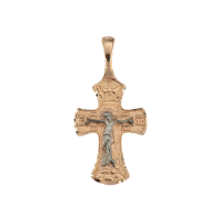 Хрест без каменів відродження з червоного золота (н0018а)
