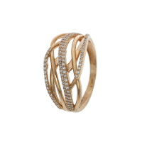 Каблучка з каменем доріжка потрійна з червоного золота (1108934101)