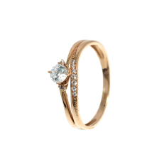 Кольцо с одним камнем и россыпью из красного золота (1108982101)