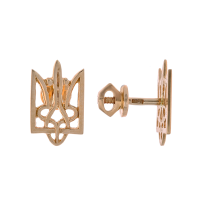 Сережки-пусети символіка Тризуб з червоного золота (2413000)