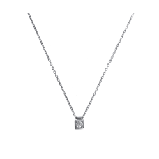 Цепочка-колье с камнем вязаная из белого золота (720031)