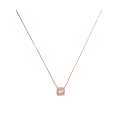 Ланцюг-кольє з каменем в'язаний з червоного золота (квадрат)