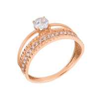 Каблучка з каменем з червоного золота (005)