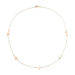 Золотий ланцюжок-кольє Хрестик червоне золото (1н168/00б)