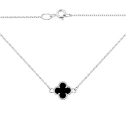 Золотий ланцюжок-кольє Конюштна з агатом біле золото (3н122/67б)