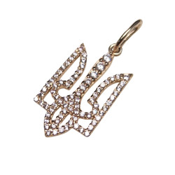 Кулон держсимвол з каменем Тризуб з червоного золота (315041)