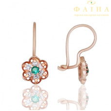 Дитячі сережки з квітками з червоного золота (0332з)