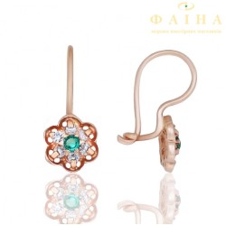 Детские серьги с цветками из красного золота (0332з)