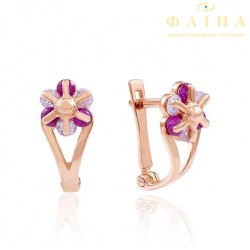Детские серьги с цветками из красного золота (0334кр)