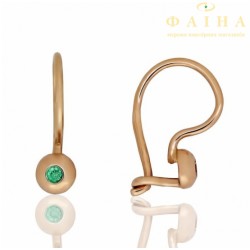 Детские серьги с камнем из красного золота (0335з)