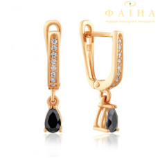Серьги с камнем висячие из красного золота (0584з)