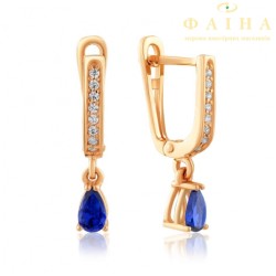 Серьги с камнем висячие из красного золота (0584с)