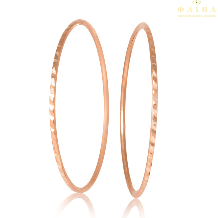 Серьги-кольца без камня с алмазной гранью из красного золота (1-5007.0.1)