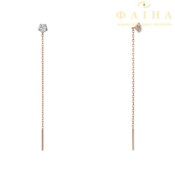 Серьги-протяжки с одним камнем из красного золота (2105797101)