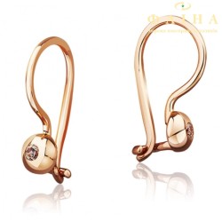 Детские серьги с камнем вид застежки петля из красного золота (0592)