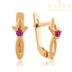 Детские серьги с камнем из красного золота (0388к)