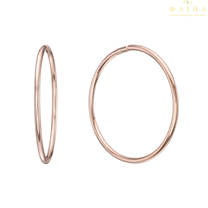 Серьги-кольца без камня гладкие из красного золота (1-5004.0.0)