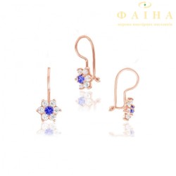 Детские серьги с цветками из красного золота (0331с)