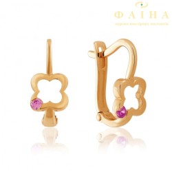 Детские серьги с камнем из красного золота (0579р)