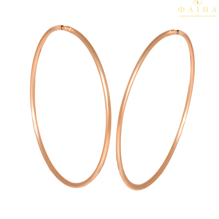 Серьги-кольца без камня гладкие из красного золота (1-5008.0.0)
