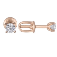 Серьги-пусеты с одним камнем из красного золота (2190740101)