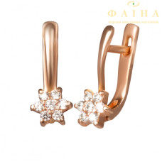 Детские серьги с цветками из красного золота (2337014)