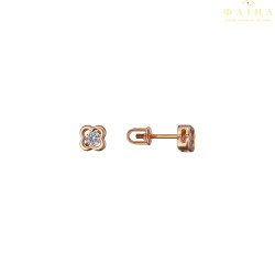 Серьги-пусеты с одним камнем из красного золота (2105926101)