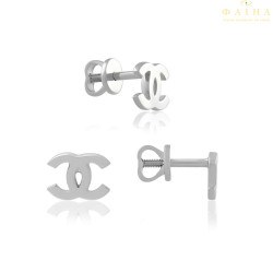 Сережки-пусети брендові Chanel з білого золота (0559/1g)