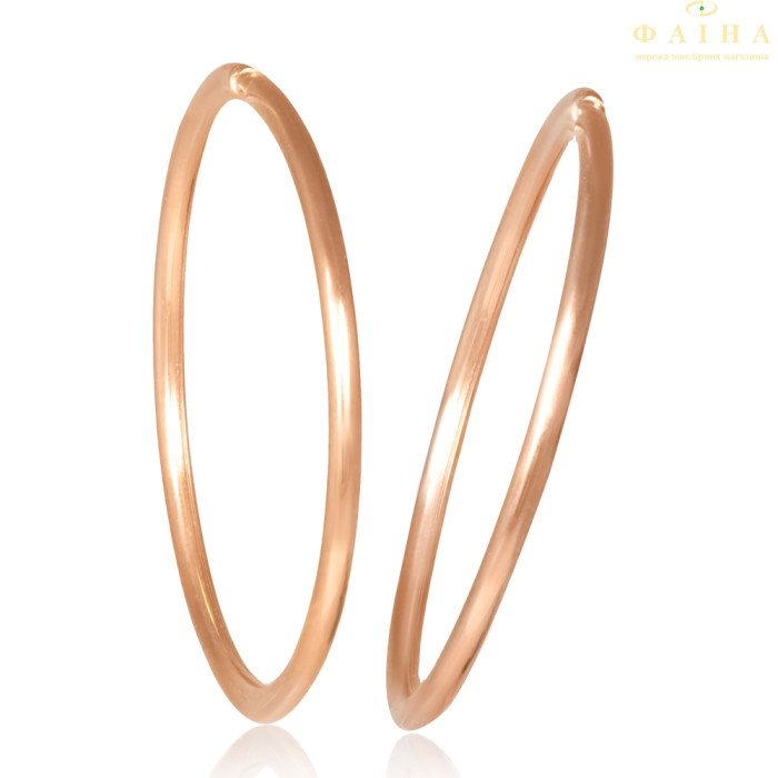 Серьги-кольца без камня гладкие из красного золота (1-5003.0.0)