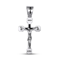 Крест без камня православный с распятием серебрянный (1178)